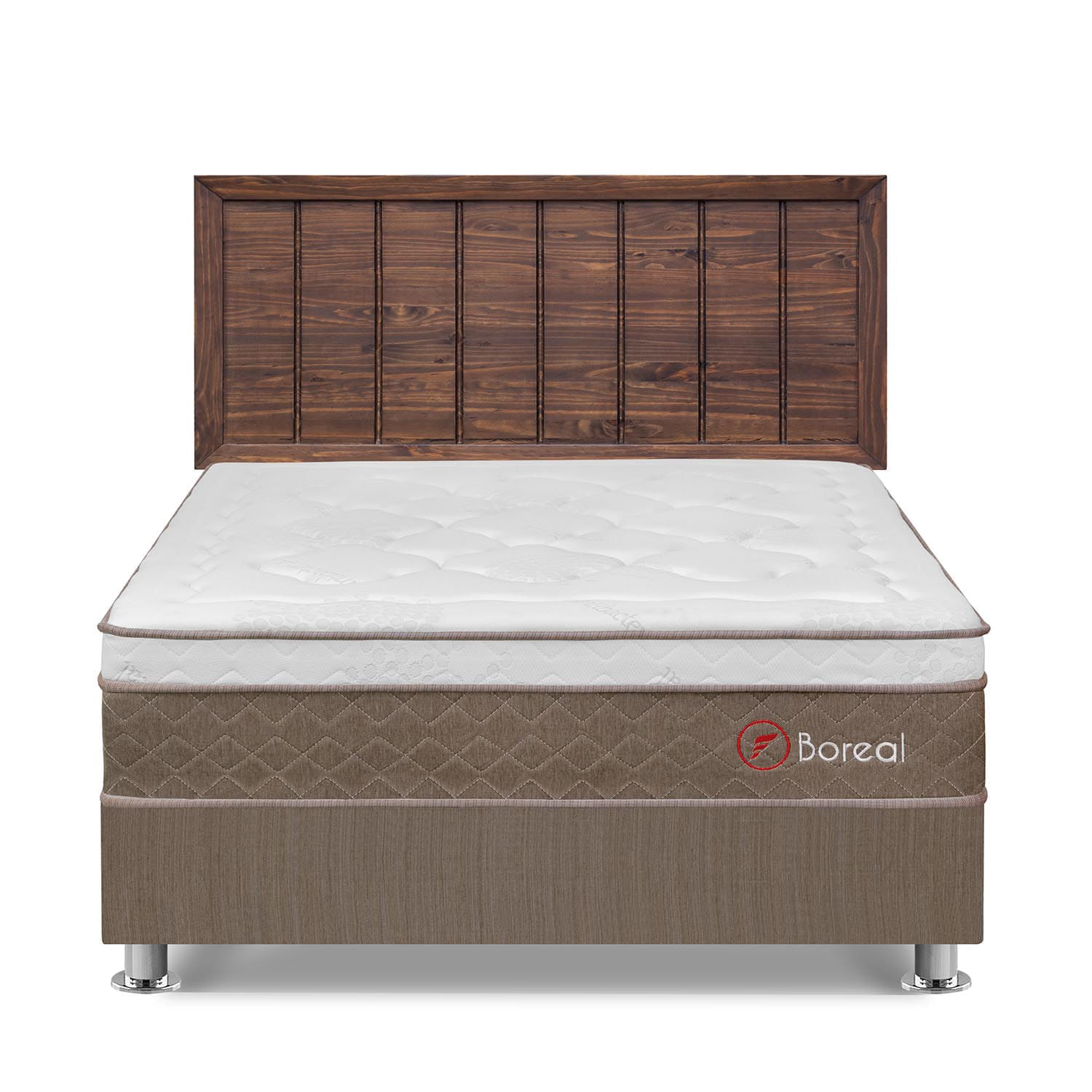 Dormitorio Boreal Queen Marron + Cabecera Catania Nogal
