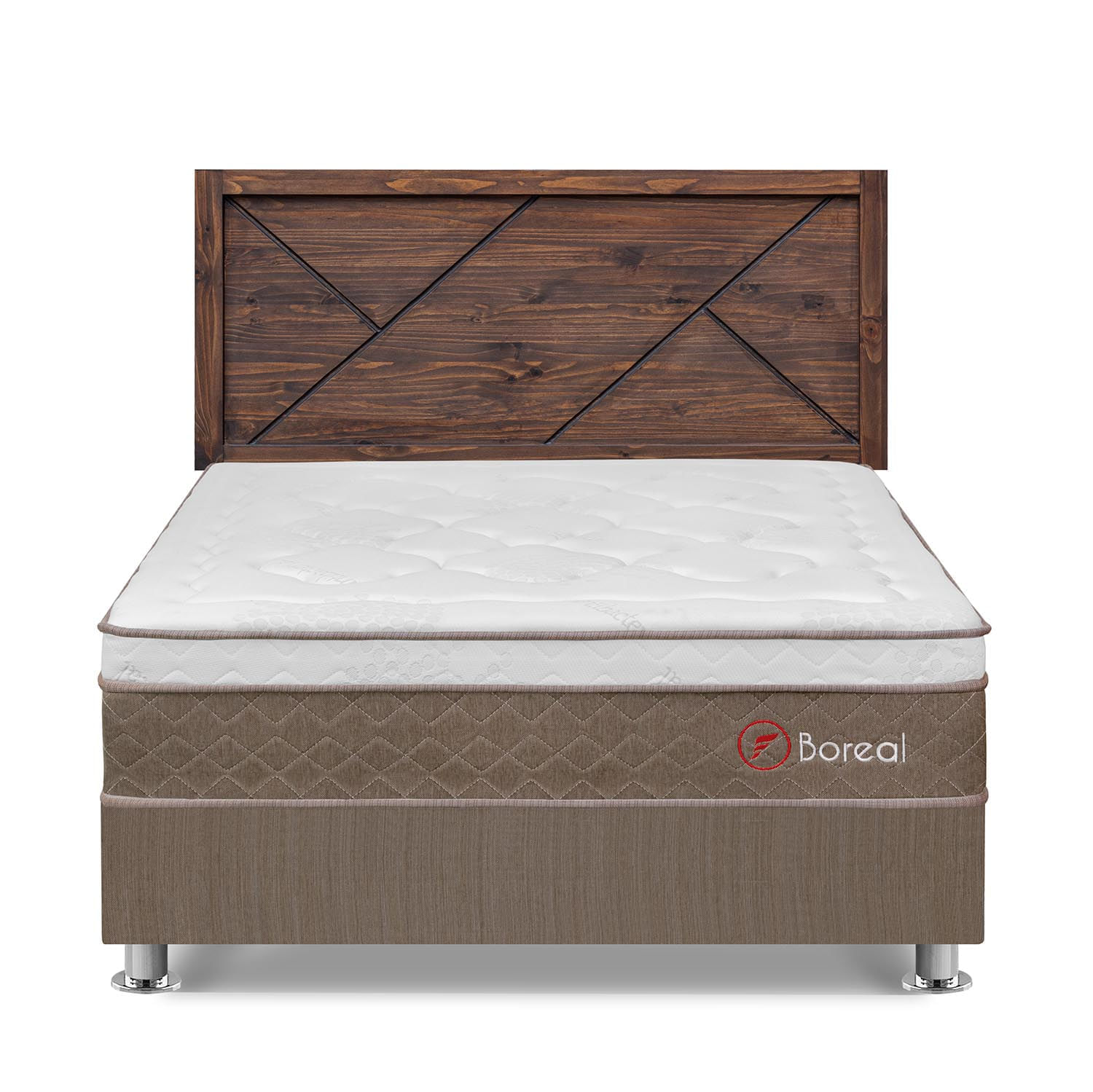 Dormitorio Boreal Queen Marron + Cabecera Florencia Nogal