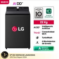 Lavadora LG WT22OBTX 22Kg AI DD Inteligencia Artificial Negro