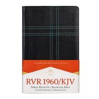 Biblia Bilingüe RVR60/KJV Tapa Flexible Negro Cruz Verde Bordada
