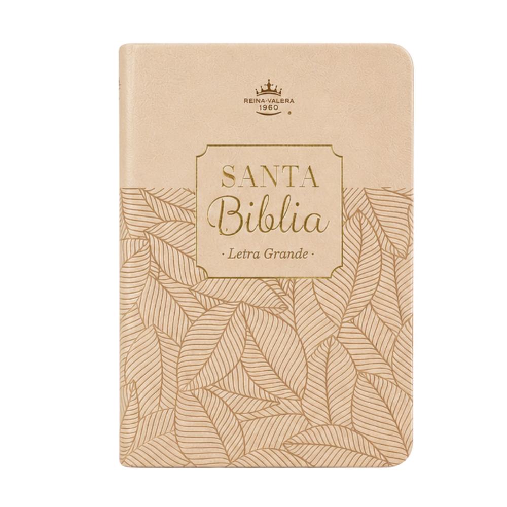 Biblia Reina Valera 1960 Letra Grande Simil Piel Beige Hojas