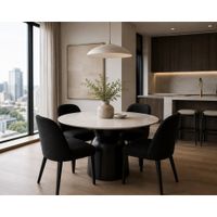 Juego de Comedor Madera Base Esférica con 4 Sillas