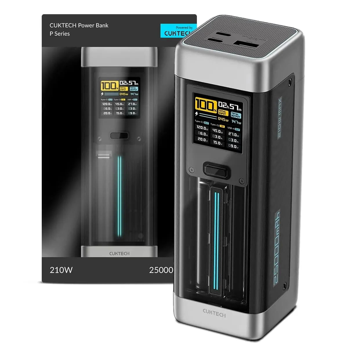 Cargador Portatil CUKTECH 25000mAh Carga Super Rapida 140W Garantía de 1 Año