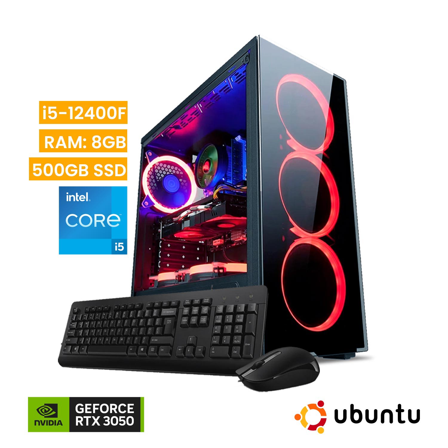 PC Gamer Vastec Hero Intel Core i5-12400F 8GB 500GB SSD RTX 3050 6GB Linux