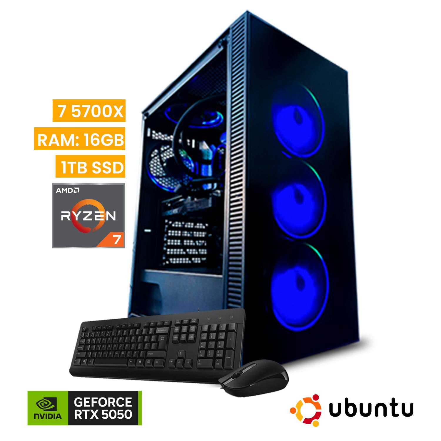 PC Gamer Vastec AMD Ryzen 7 5700X 16GB 1TB SSD RTX 5050 8GB Linux