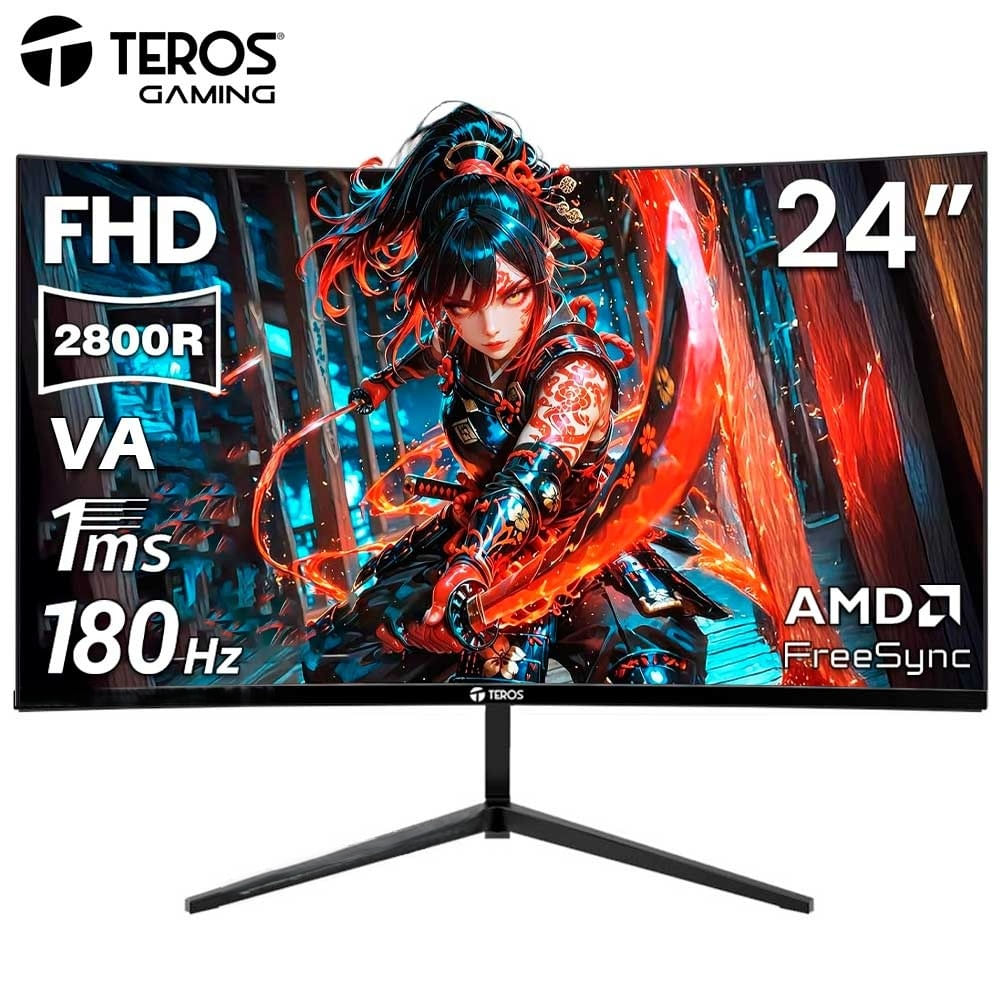 Monitor Teros Gaming TE-2476, 24"" Curvo FHD VA, 180Hz, 1ms