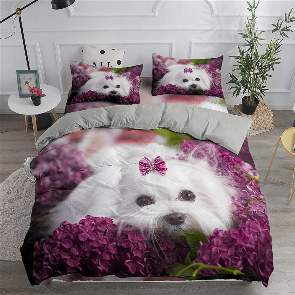 Cobertor Juego Cama Estampado 3D diseño Perro Funda Edredon Funda Almohada
