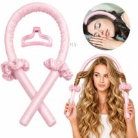 Kit Rizador De Cabello Sin Calor Con Accesorios Rizos Naturales Rosado