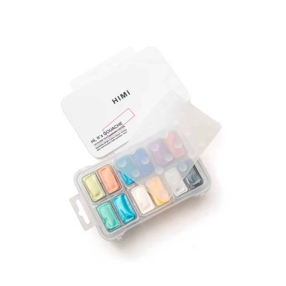 Miya Himi Gouache Twin Jelly Cup Set 12 colores especiales 8 camaleónicos y 4 metálicos