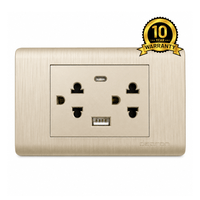 Tomacorriente Doble Universal con Puerto USB Tipo C Color Dorado Champagne