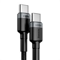 Cable Baseus USB-C a USB-C 100W 2 Mtrs Carga Rápida PD Negro