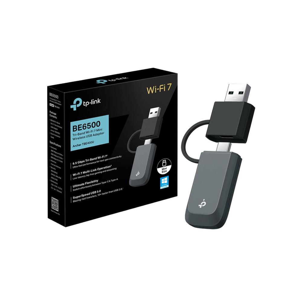 Adaptador Wifi USB Tp-Link Archer TBE400U WiFi 7 BE6500 Doble conector