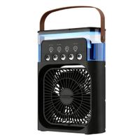 Ventilador Humificador 3 en 1 Portátil USB Aire Acondicionado Luz Led 3 velocidades Color Negro