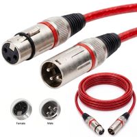 Cable de Audio Profesional Canon XLR Macho a Canon XLR Hembra 3 Mts Rojo