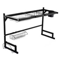 Escurridor de Platos Organizador para Cocina de Metal 85cm Color Negro.
