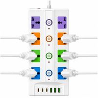 Zapatilla Eléctrica 8 Tomas 3000W 3 USB 3 USB C 4 Interruptores