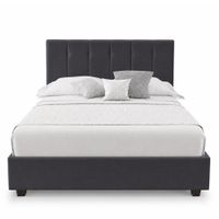 Cama Tapizada Listón Capri LeMueble Queen Gris Oscuro