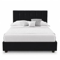Cama Tapizada Listón Capri LeMueble 2 Plazas Negro