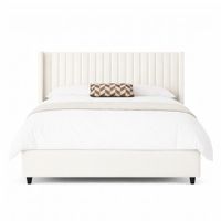 Cama Tapizada Panel LeMueble Queen Ivory