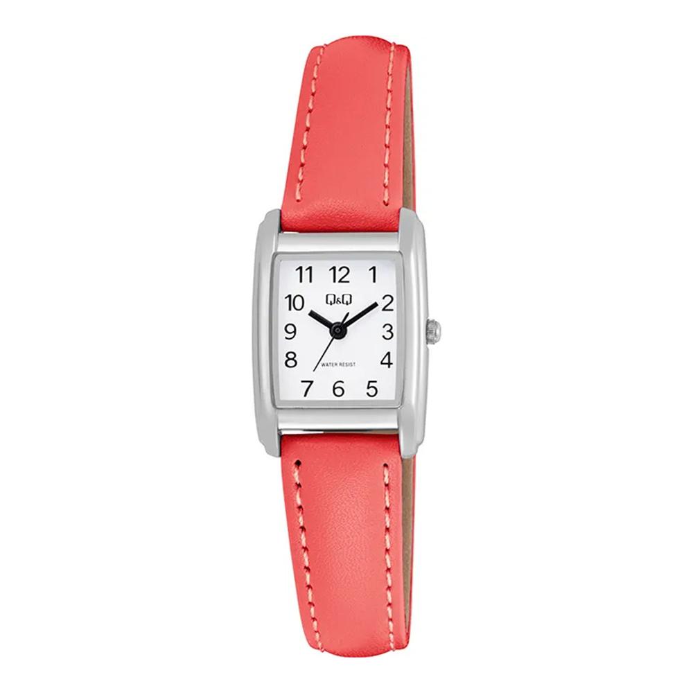 Reloj QyQ Mujer Analógico de Cuero Rojo Resistente al Agua Regalo Elegante y Casual para Mujer