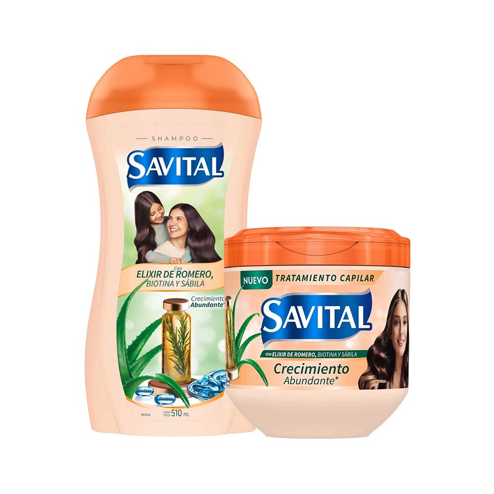 Pack SAVITAL: Shampoo Elixir Frasco 510ml + Crema de Tratamiento Elixir Pote 425ml