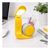 Lámpara LED Plegable Recargable USB Con Portalápices Diseño Caracol Amarillo
