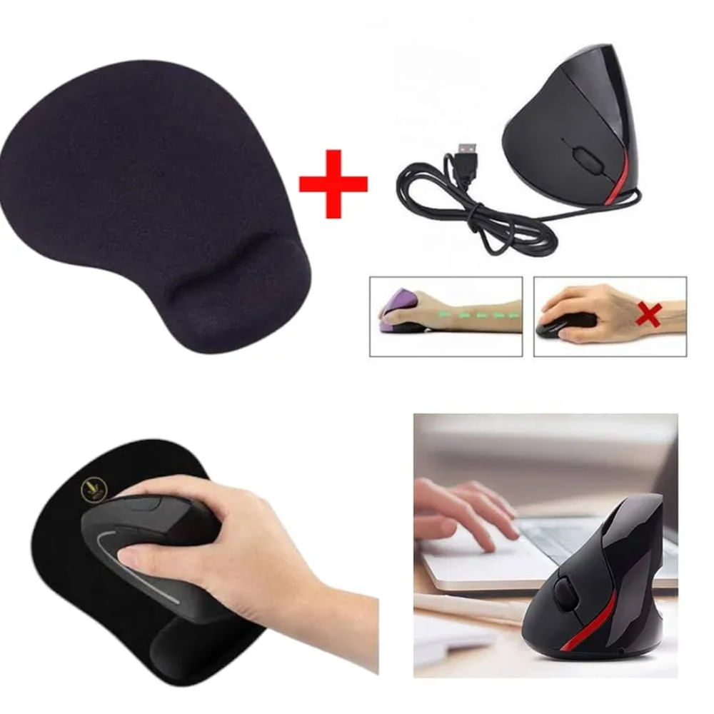 Combo Mouse Ergonómico Vertical y Pad Ergonómico para Oficina