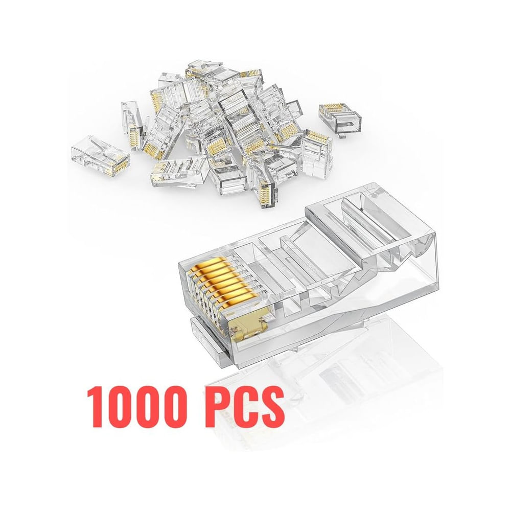 1000 Conectores RJ45 Estándar para Red LAN y Cámaras - Calidad Profesional para Crimpado
