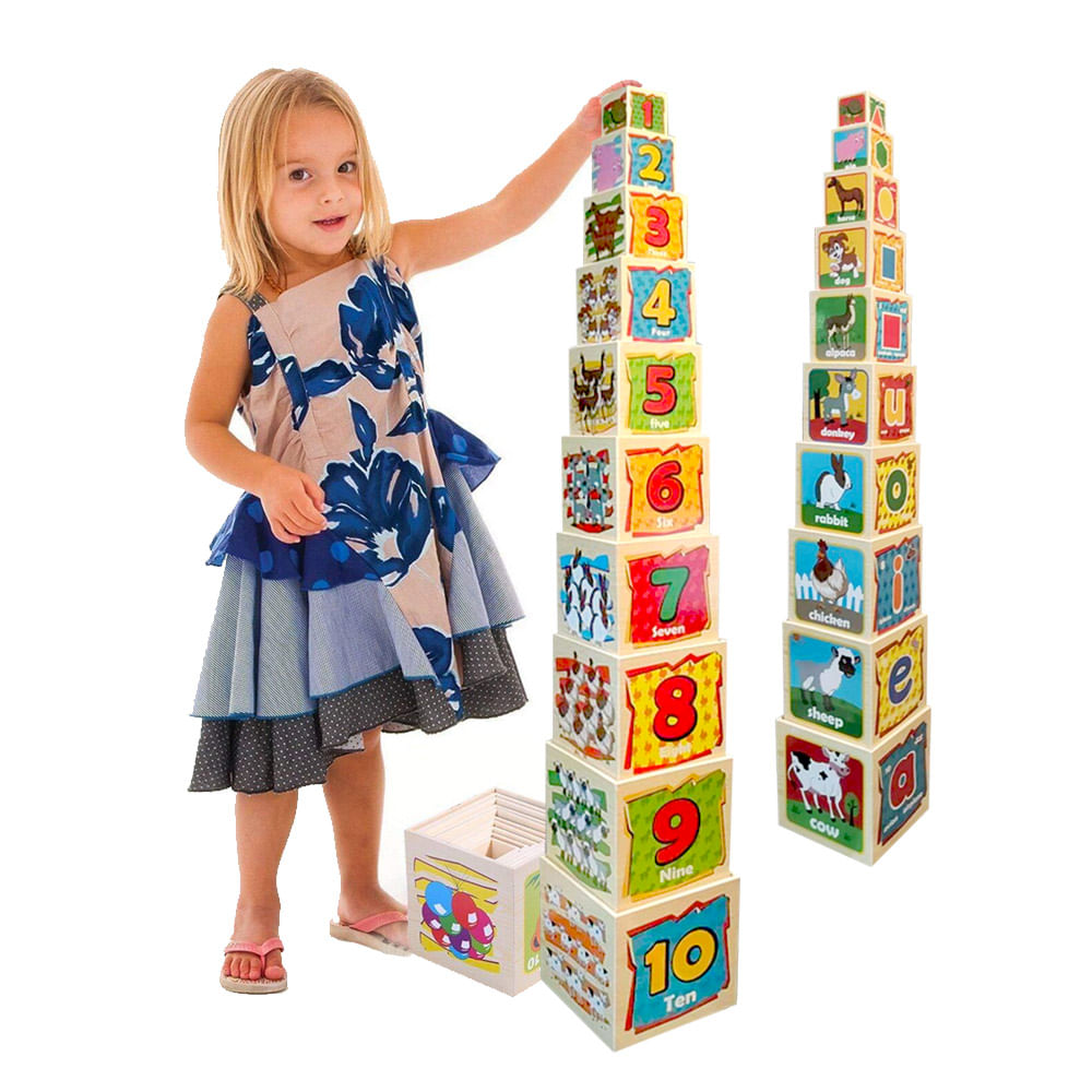 Set Cubos Didácticos Apilables del 1 a 10 con Animalitos