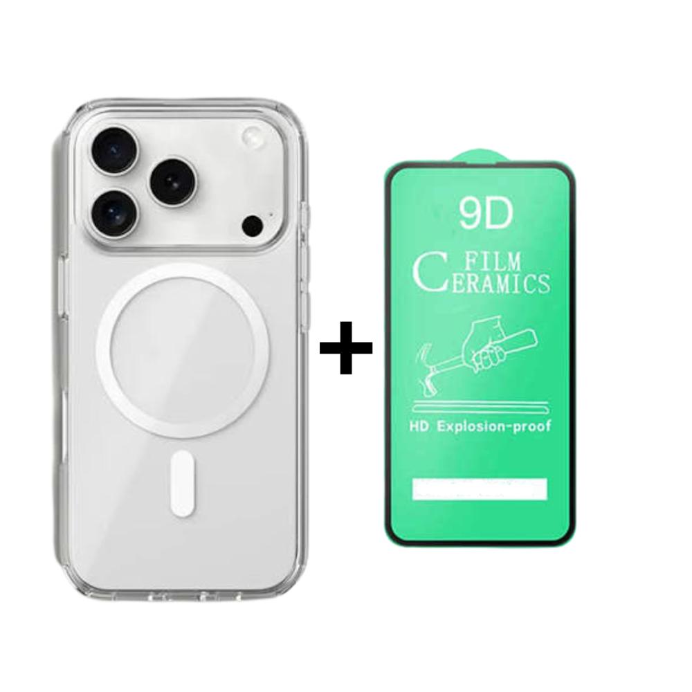 FUNDA SPACE MAGSAFE PARA IPHONE 17PROMAX Y PROTECTOR DE PANTALLA CERAMICO