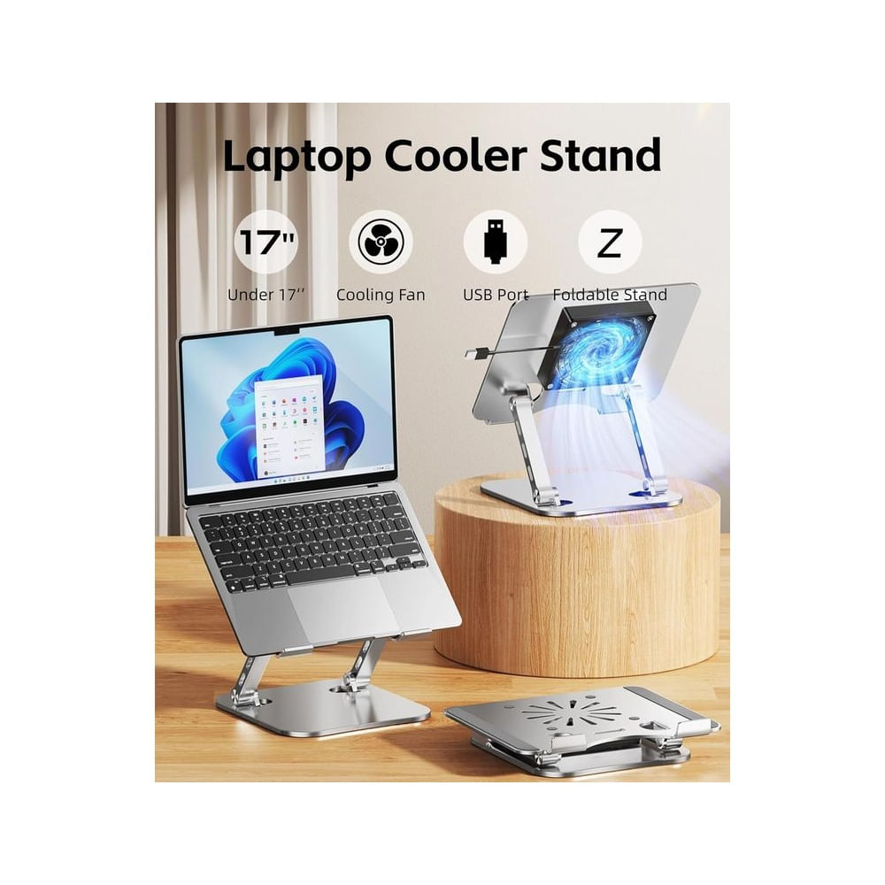 Soporte de Aluminio con Ventilador para Laptop Tablet