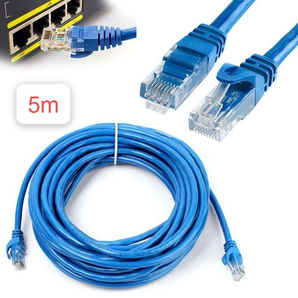 x2Cables Internet Red 5m Adaptador Rj45 CAT6 Ethernet UTP LAN Testeado