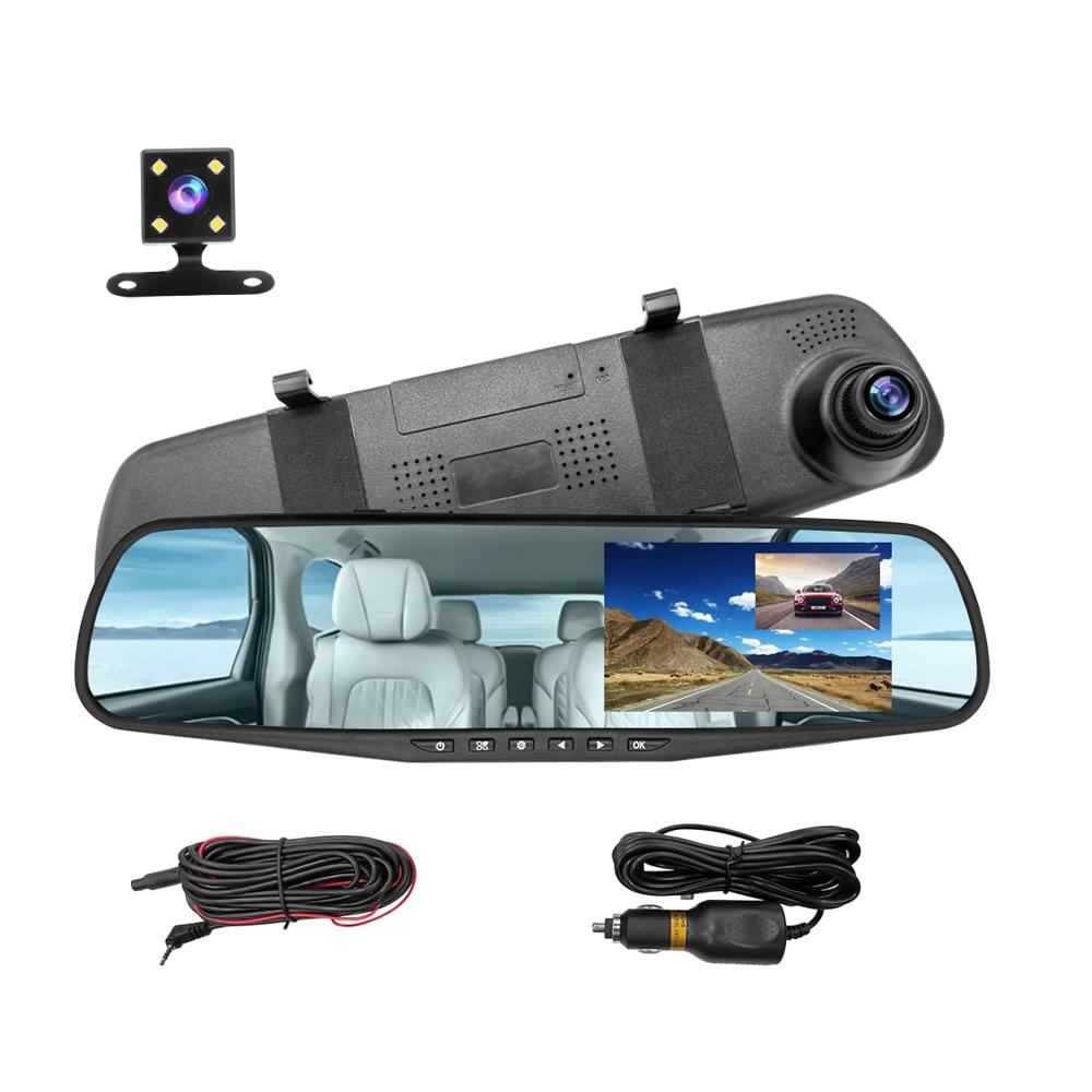 Camara Espejo Retrovisor Para Auto Doble Grabacion Frontal Trasera