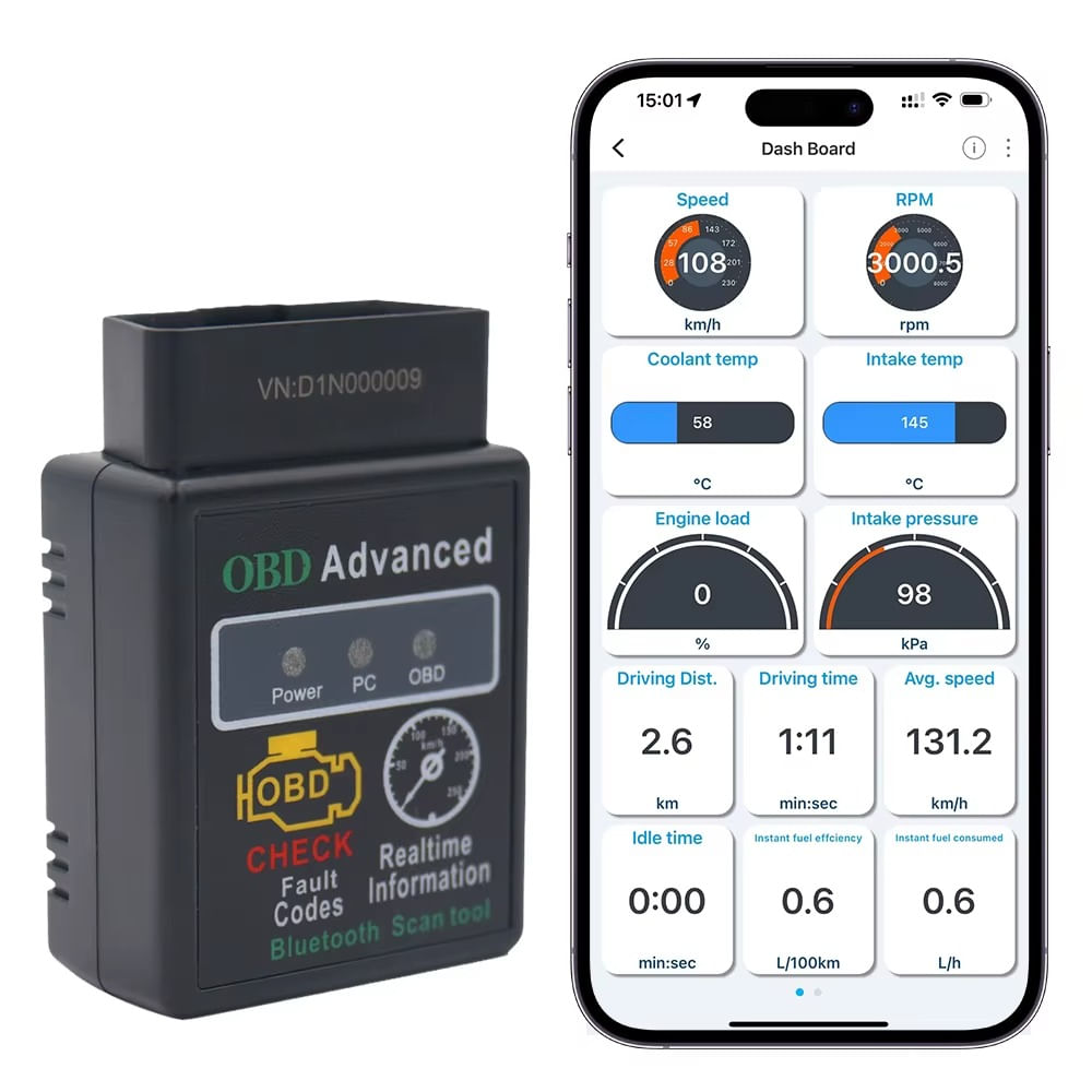 Scanner Auto OBDII Bluetooth V02H4 Diagnóstico Motor Tiempo Real - Unisex Diagnóstico Básico V02H4