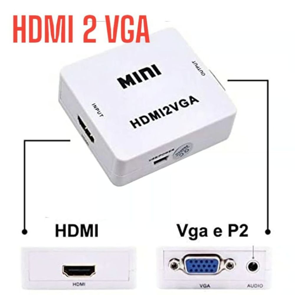 Convertidor HDMI a VGA 1080P Salida de Señal de Audio y Video HDMI2VGA