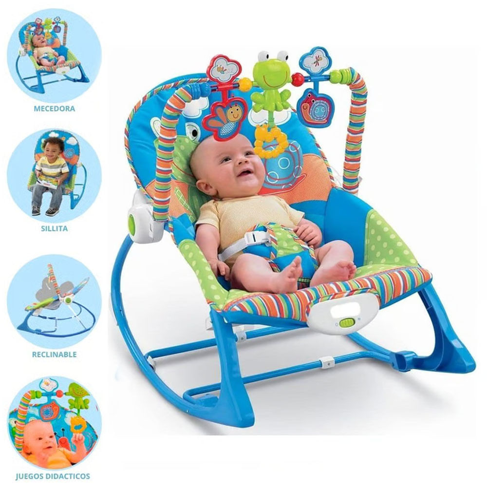 Silla mecedora con Vibradora Musical y Toys Niño Rana