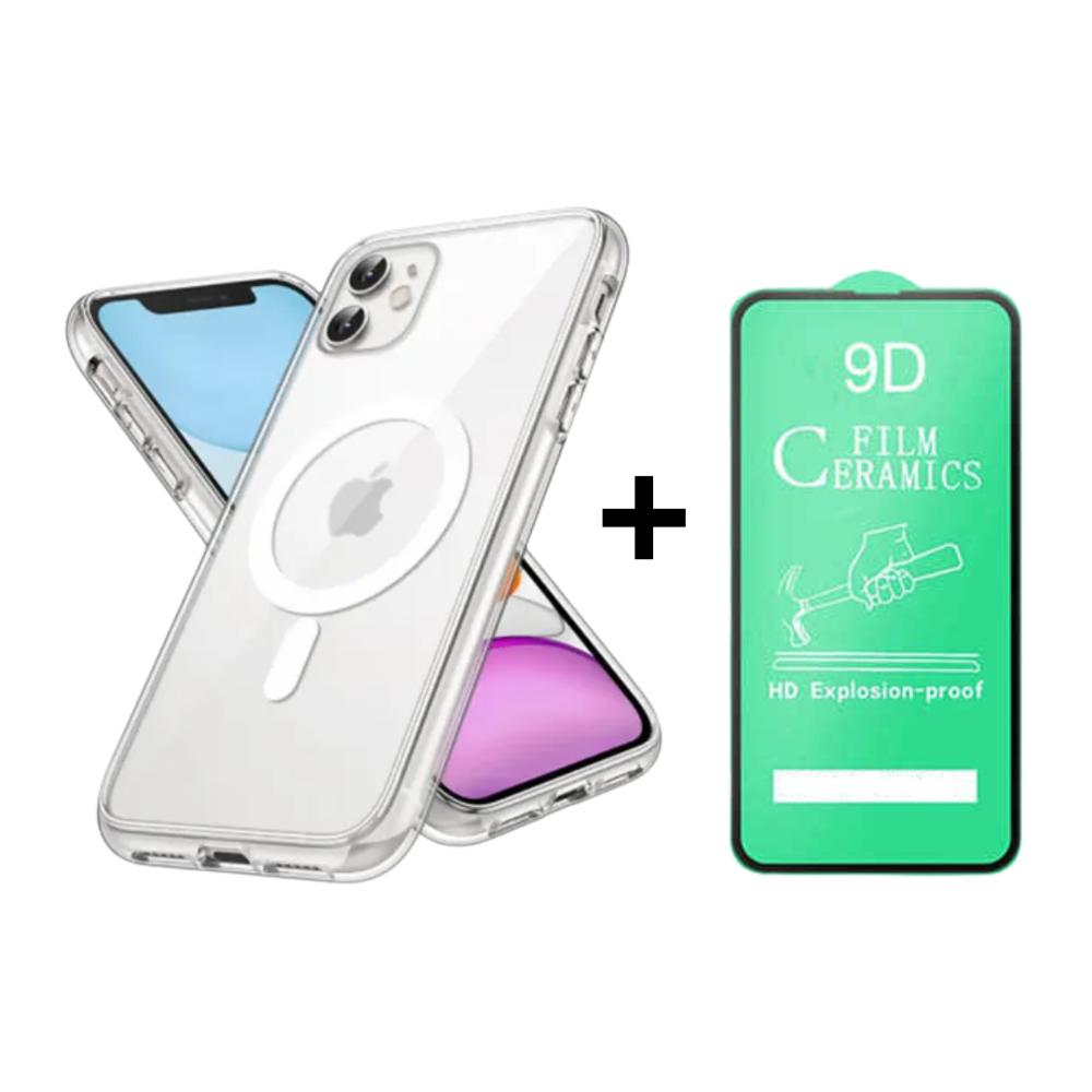 FUNDA SPACE MAGSAFE PARA IPHONE 11 Y PROTECTOR DE PANTALLA  CERAMICO