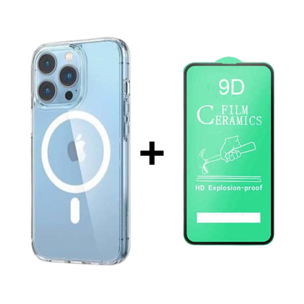 FUNDA SPACE MAGSAFE PARA IPHONE 13PROMAX Y PROTECTOR DE PANTALLA  CERAMICO