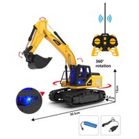 EXCAVADORA CON ORUGAS A CONTROL REMOTO CON LUCES LED RGB