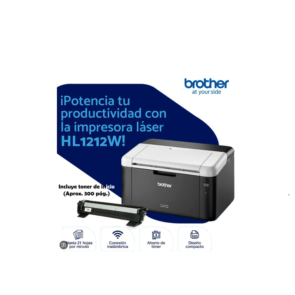 Impresora Láser Brother HL1212W  Monocromática- Wifi