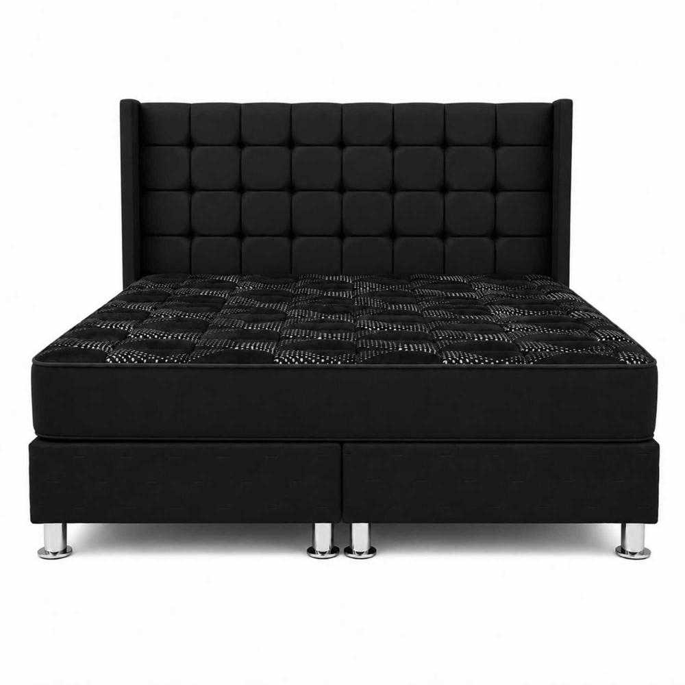 Dormitorio Hypnos King-Cuadros Modernos -Con Colchón Ortopedico-Negro