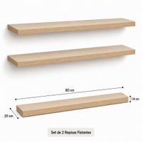Juego de 2 Repisas Flotantes Rectas Color Madera 80x20 cm de Melamina MDF