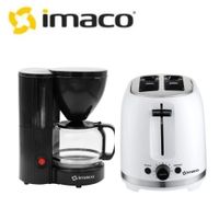 Combo Imaco Cafetera ICM 608 negro Tostadora IBT 2085 Blanco