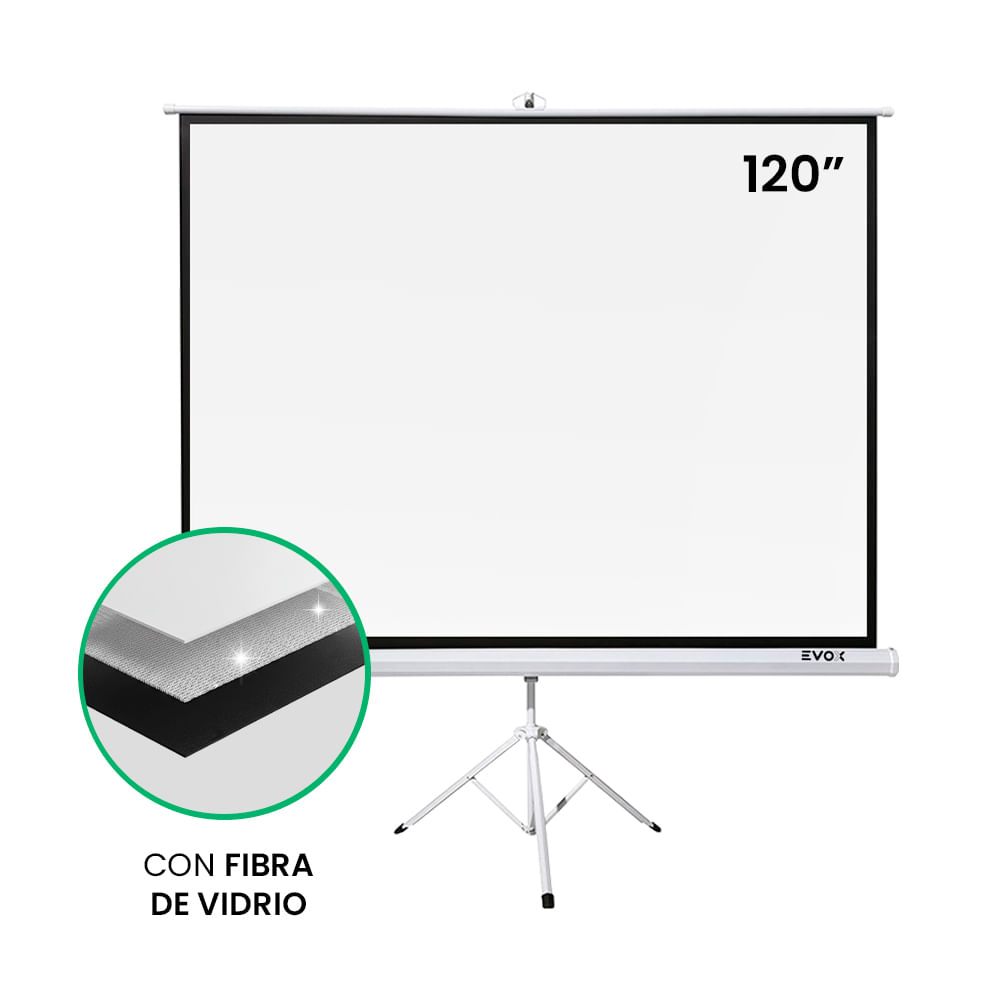 Ecran Evox Portátil de Fribra de Vidrio de 120 Pulgadas con Trípode