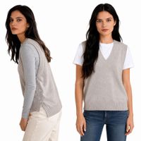 Chaleco Mujer con botones a los costados Cuello V cashmere hilo
