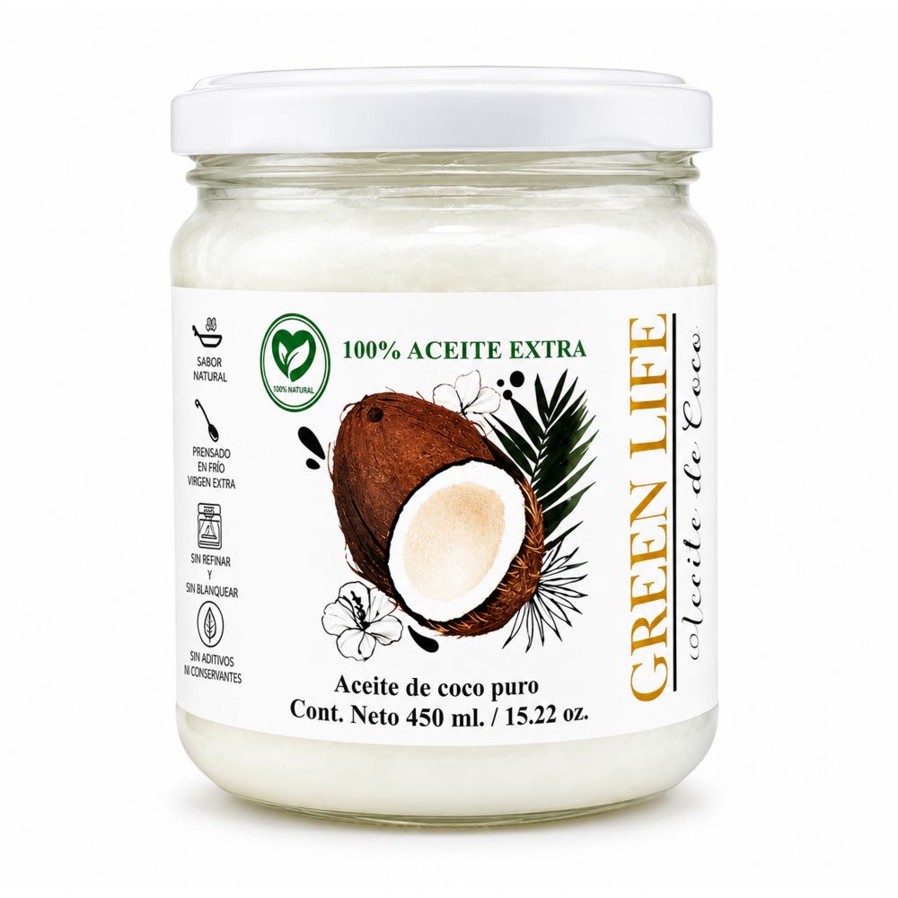 ACEITE DE COCO GREEN LIFE ENVASE DE VIDRIO 450ml