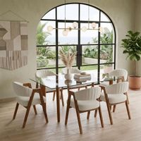Juego de comedor Noa 6 sillas color ivory de Ambienta Home