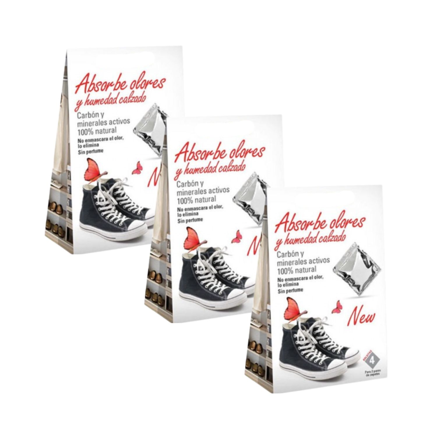 Absorbente de olores y humedad de calzado pack x 3 und