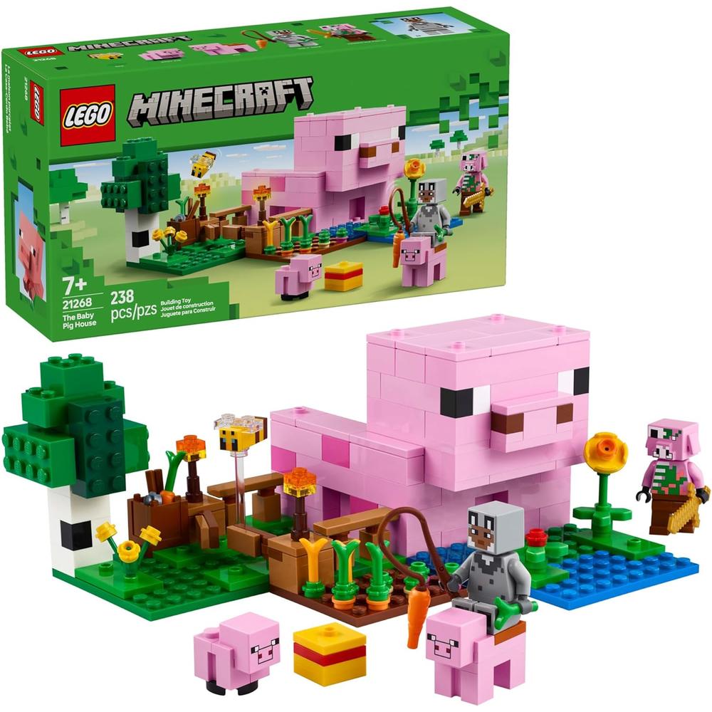 LEGO MINECRAFT LA CASA DEL CERDITO BEBÉ, INCLUYE 2 MINIFIGURAS PARA JUEGO