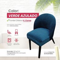 Funda vintage curva de terciopelo 8 unidades - Verde Azulado